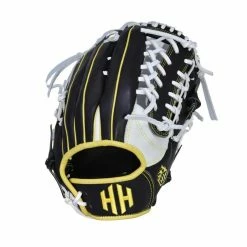 Hothittersports Fielding Gloves 13" DKS - Black, White & Yellow Basket-WEB Outfielder Glove