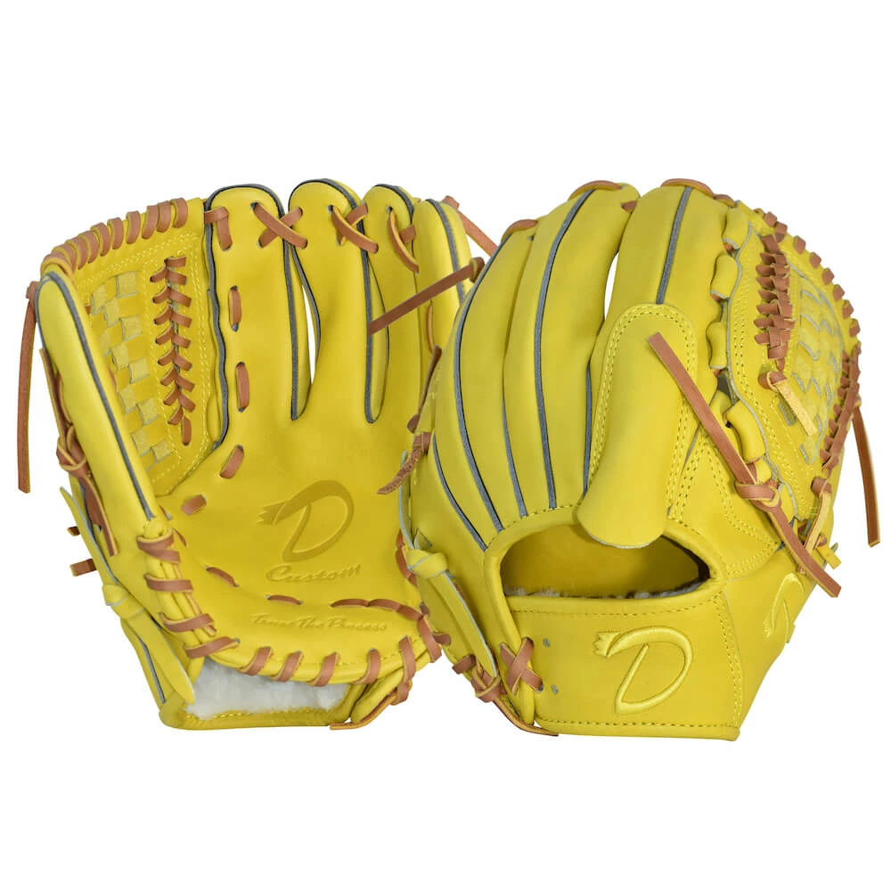 Hothittersports 11.75" DKS - Lemon Yellow & Tan Pitcher Glove 2 Hothittersports 11.75" DKS - Lemon Yellow & Tan Pitcher Glove