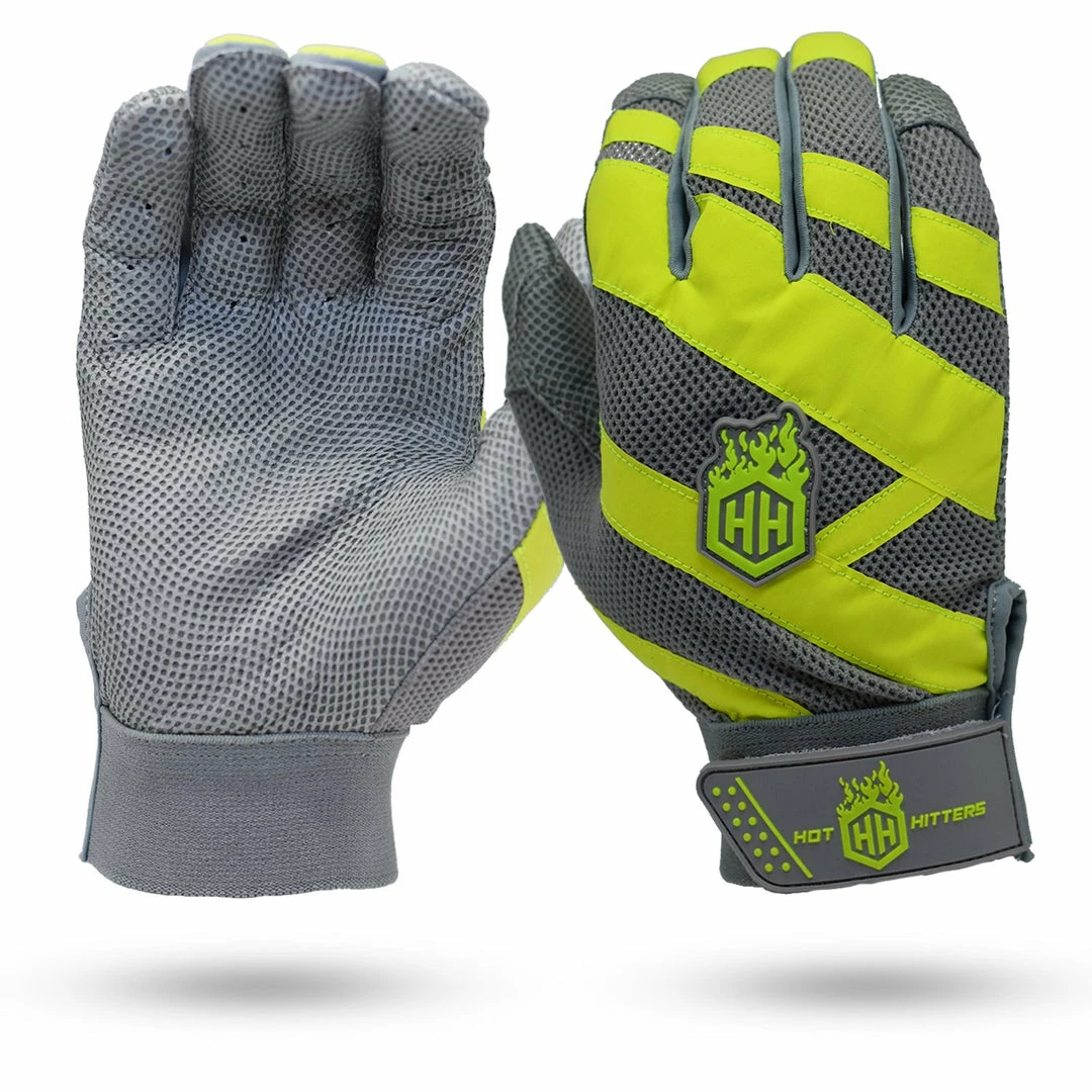 Hothittersports HH Shine Edition Grey & Lime Green Batting Gloves 3 Hothittersports HH Shine Edition Grey & Lime Green Batting Gloves